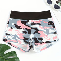 Colorblock Sports Lounge Shorts Elastic Waistband Womens Loungewear