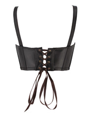 Leather Stitching Lace Up Tummy Control Slimming Cami Top