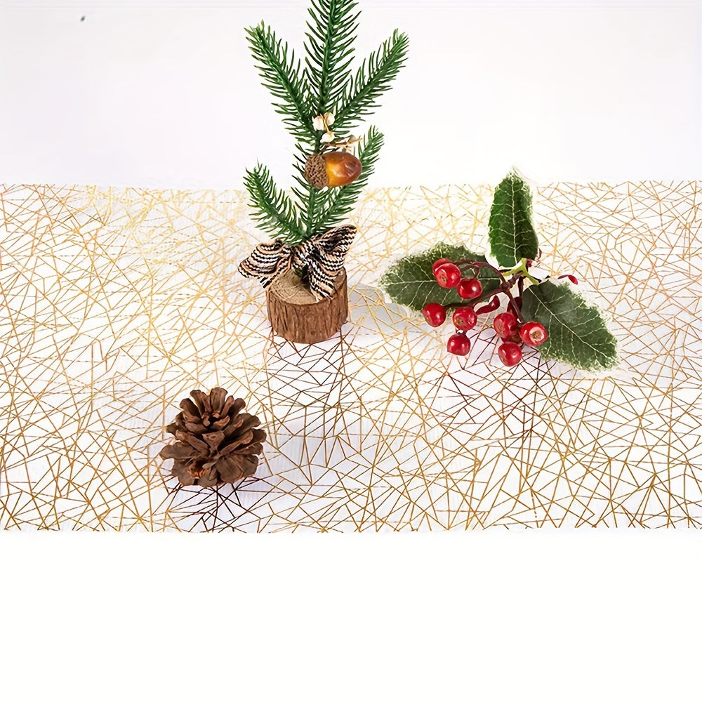 Golden Metallic Linen Table Runner for Wedding Parties