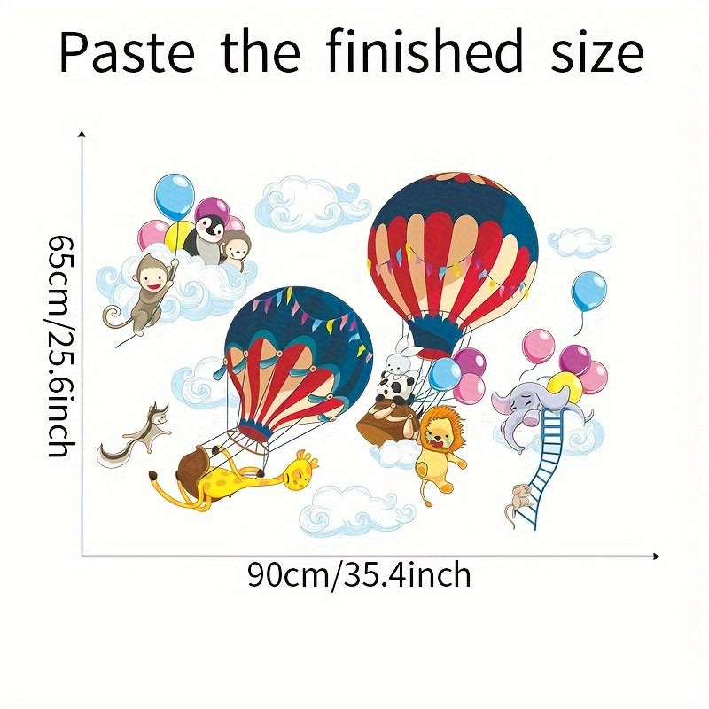 2pcs Animal Hot Air Balloon Wall Stickers Home Decoration