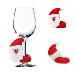 Christmas Wine Glass Ring Santa Claus Snowman Reindeer Christmas Wine Glass Deco