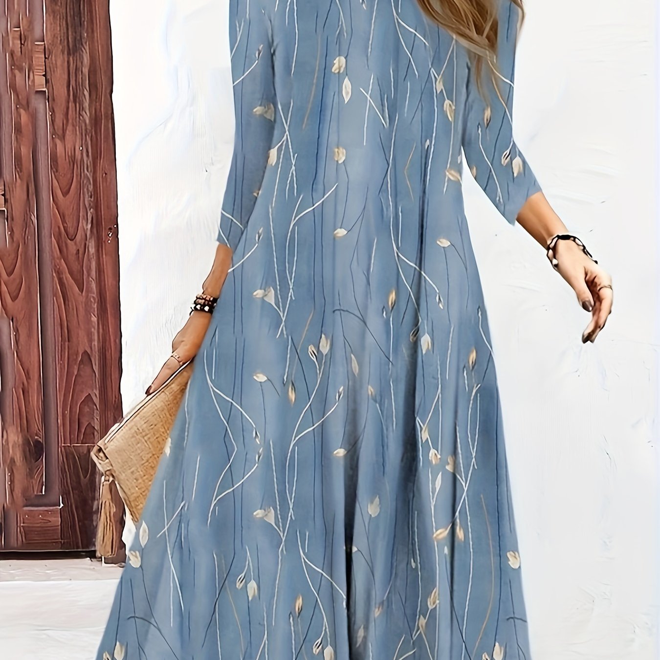 Floral Print Long Sleeve Maxi Dress