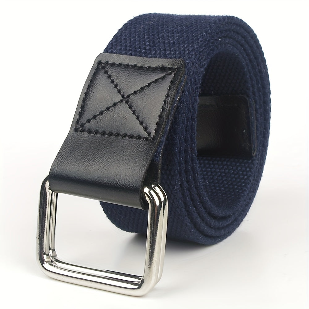 Canvas Belt Men's Wide Double-Ring Buckle Jeans Belt
