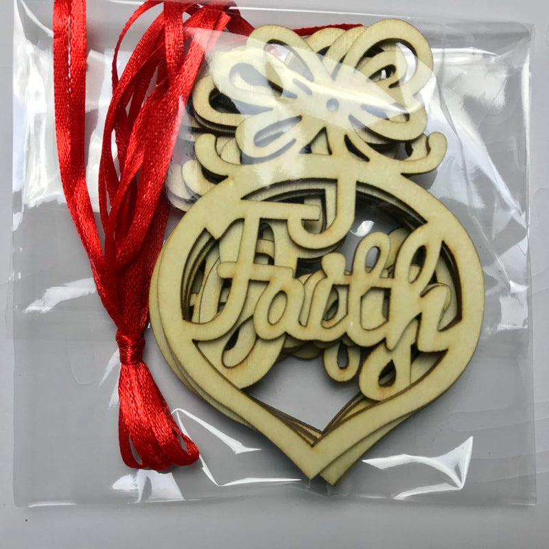6pcs Heart Wooden Christmas Tree Crafts Ornament