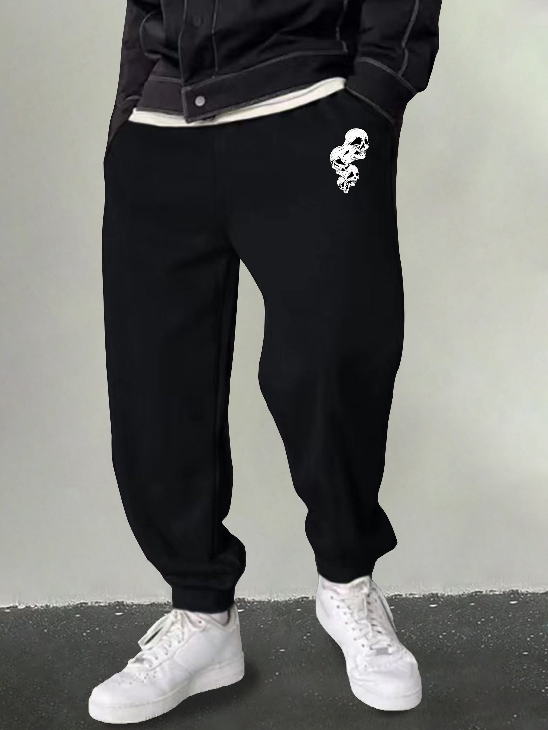 Men's Skull Graphic Sweatpants Casual Drawstring Loose Joggers