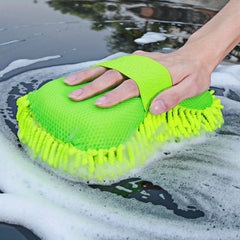 Car Wash Mitt Microfiber Sponge Drying Towel Green
