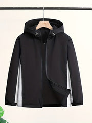 Boys Windbreaker Hooded Jacket Fleece Lined Zip Up Waterproof Coat