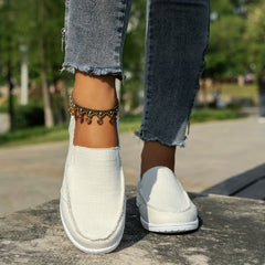 Women's Flat Canvas Shoes Casual Slip On Loafers Lightweight Walking Shoes