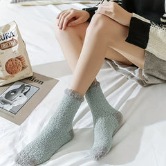 5 Pairs Women's Winter Coral Velvet Mid-calf Socks