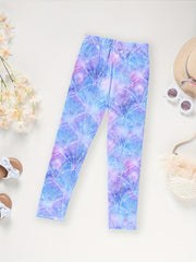 Cartoon Print Stretch Tight Pants for Little Girls