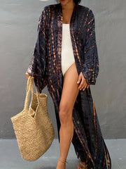 Boho Tie Dye Long Tunic Striped Kimono Cover Up