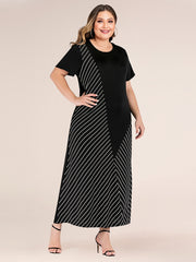 Women's Casual Striped T-Shirt in Navy Blue