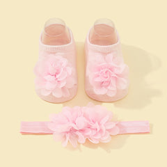 Baby Girls Flower Socks & Headband Set