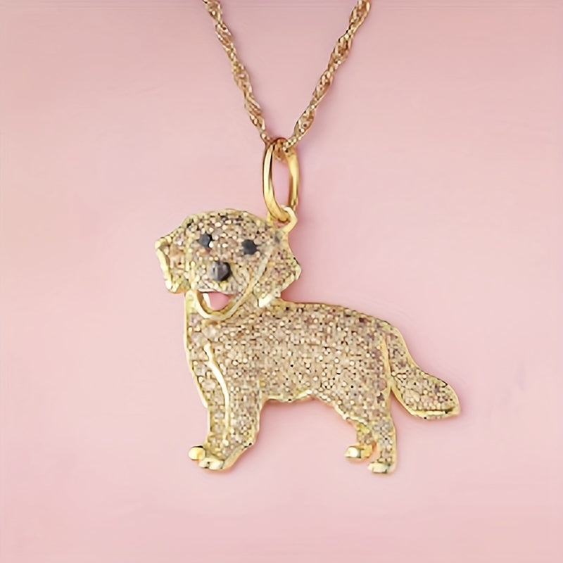 Golden Retriever Rhinestone Pet Pendant Necklace Dog Animal Jewelry