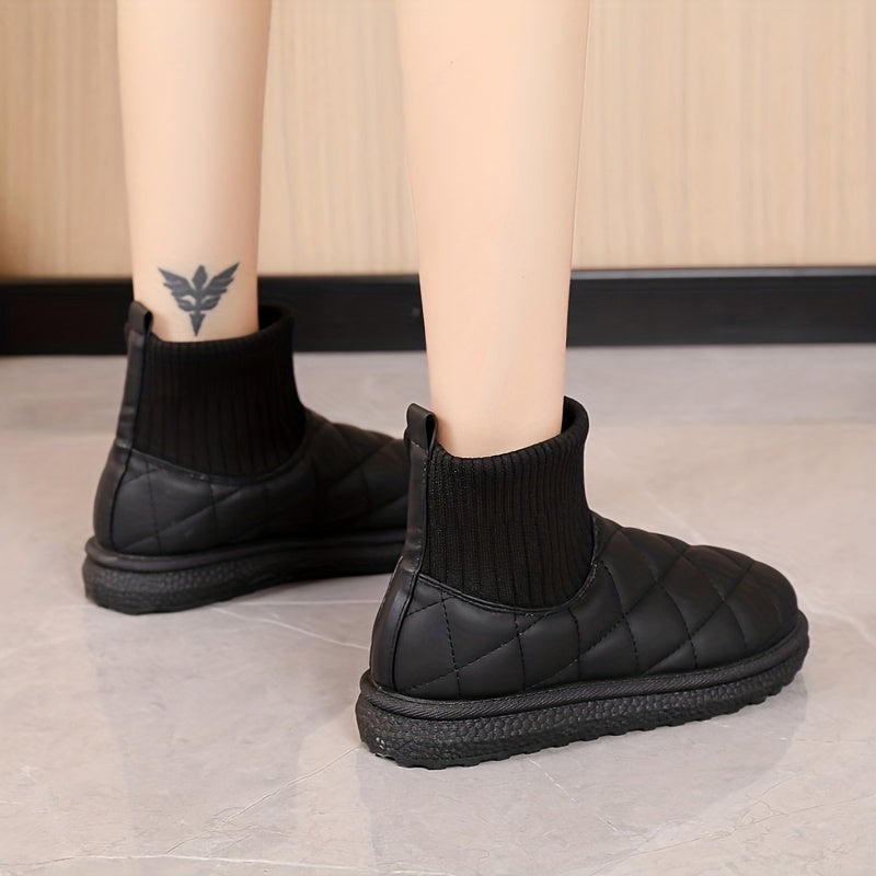 Women's Quilted Snow Boots Elastic Thermal Winter Ankle Boots