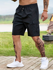 Men's Active Cargo Shorts with Elastic Waistband for Outdoor