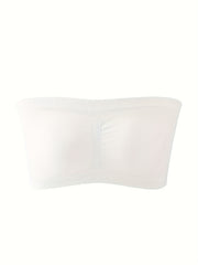 Plus Size Tube Bra Women's Solid Wireless Padded Bandeau Bra