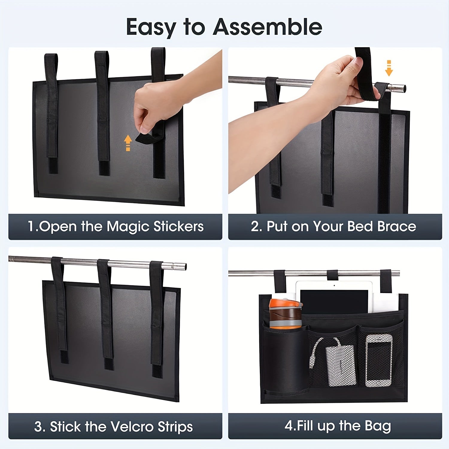 Bedside Caddy Hanging Storage Organizer for Beds - Remote Phone Holder