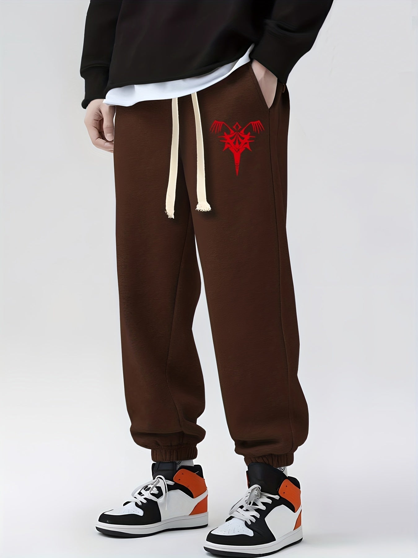 Ethnic Print Drawstring Sweatpants Loose Fit Casual Joggers