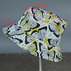 Yellow Butterfly Print Bucket Hat Reversible Wear Foldable Sun Protection