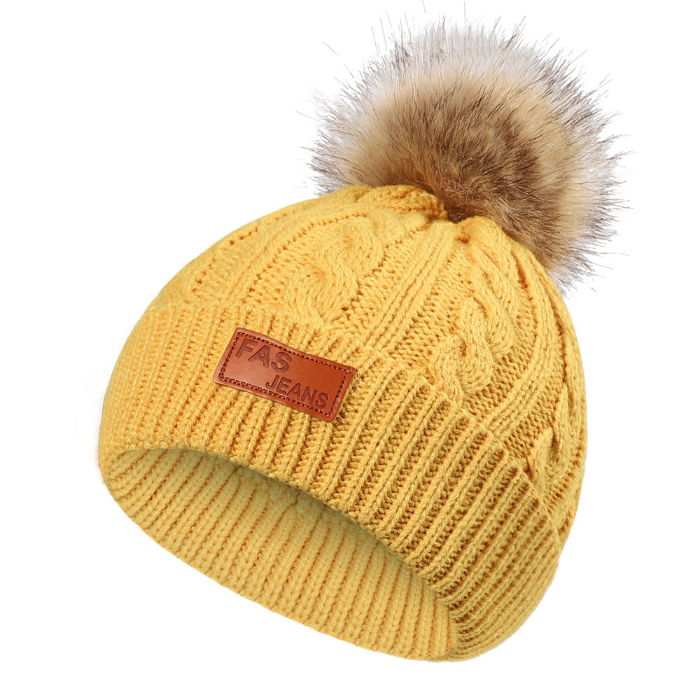 Kids Solid Winter Warm Knitted Hat For Girls