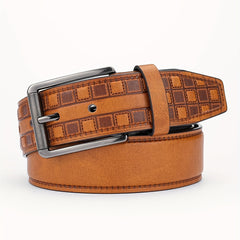 Alloy Pin Buckle PU Striped Belt Accessory Men