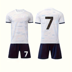 2 Boys Breathable Sports Football Training Outfit Quick Drying T-shirt & Shorts