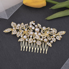 Bridal Hair Comb Faux Pearl Wedding Headpiece Vintage Floral Hair Piece