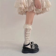 Y2K Lace Bow High Socks for Girls