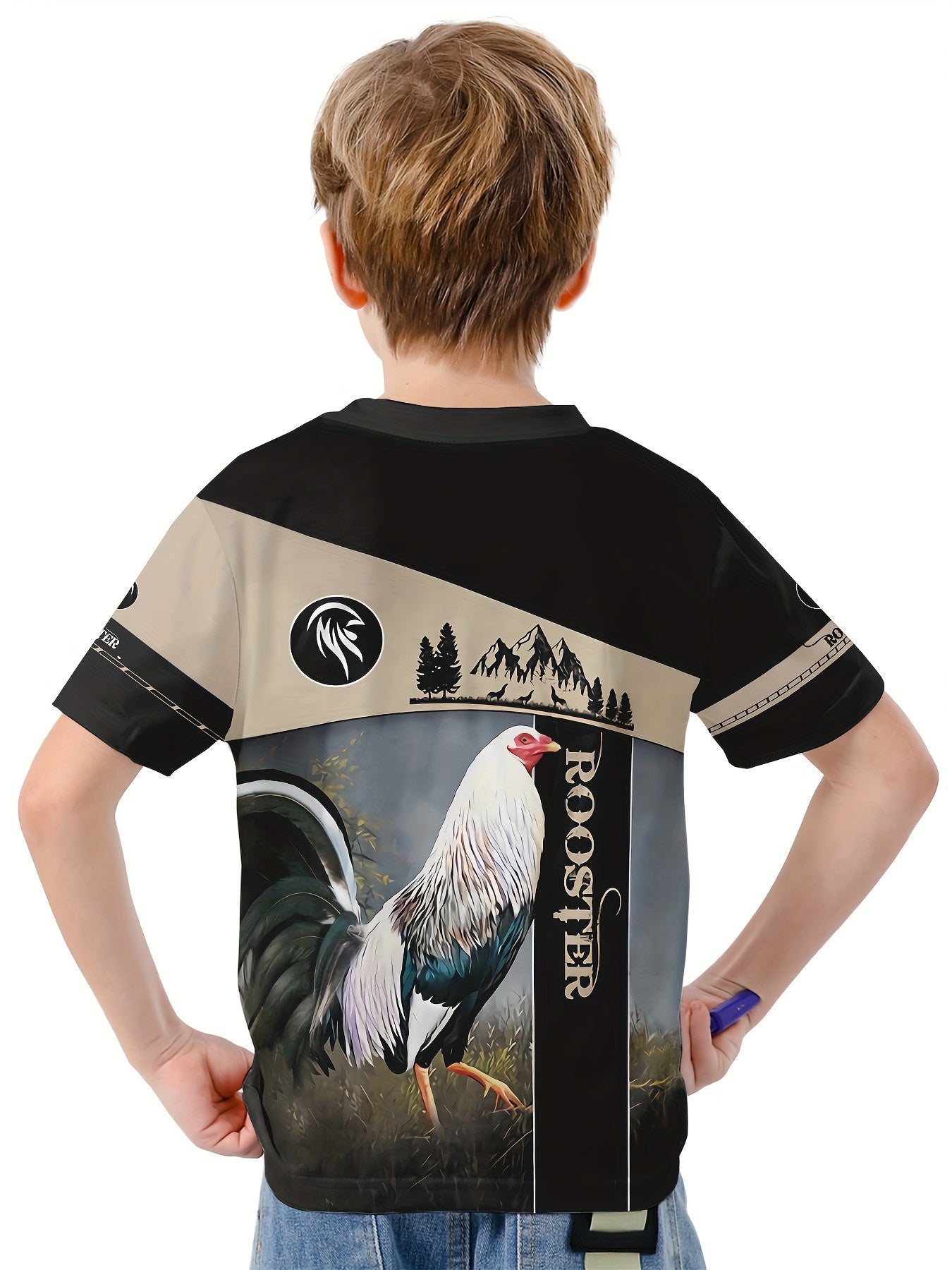 ROOSTER 3D Print Boys T shirt Summer Kids Outgoing Clothes