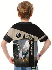 ROOSTER 3D Print Boys T shirt Summer Kids Outgoing Clothes