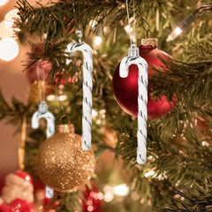 6pcs Glitter Twisted Candy Canes Christmas Ornaments