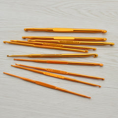 10pcs Double Ended Alumina Crochet DIY Knitting Tools Golden Aluminum Crochet