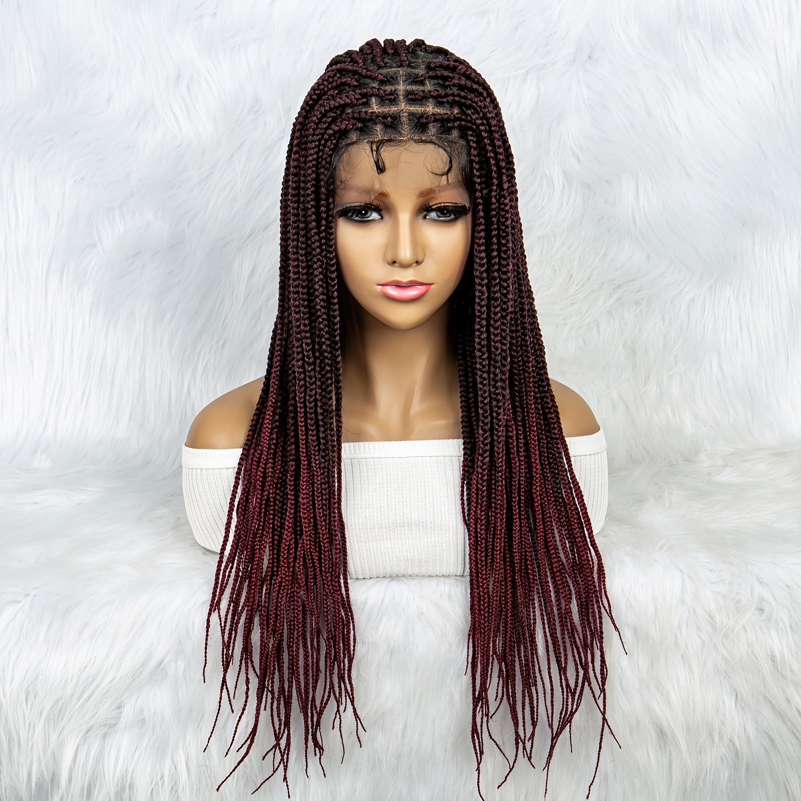 Triangle Knotless Box Braided Wig Full Lace Front Synthetic Natural Look