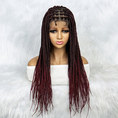Triangle Knotless Box Braided Wig Full Lace Front Synthetic Natural Look