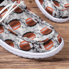Women's Rugby Pattern Slip On Flat Shoes Lightweight Soft Casual Walking Shoes
