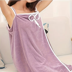 Coral Velvet Bathrobe with Bow - Soft and Absorbent Bathroom Comfort
