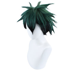 Men's Green Gradient Short Curly Anime Wig