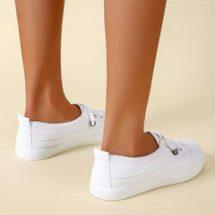 Lace Casual Flat Shoes PU Leather Women's Footwear