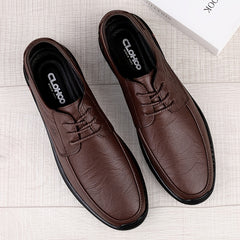 CLOHOO Men's Embossed Dress Shoes Dark Brown