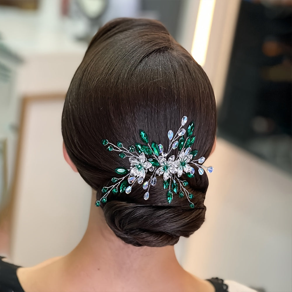 European American Bridal Headpiece Sequin Flower Women's Hair Comb HP900