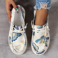 Women's Butterfly Print Low Top Walking Shoes Lightweight Outdoor Flat