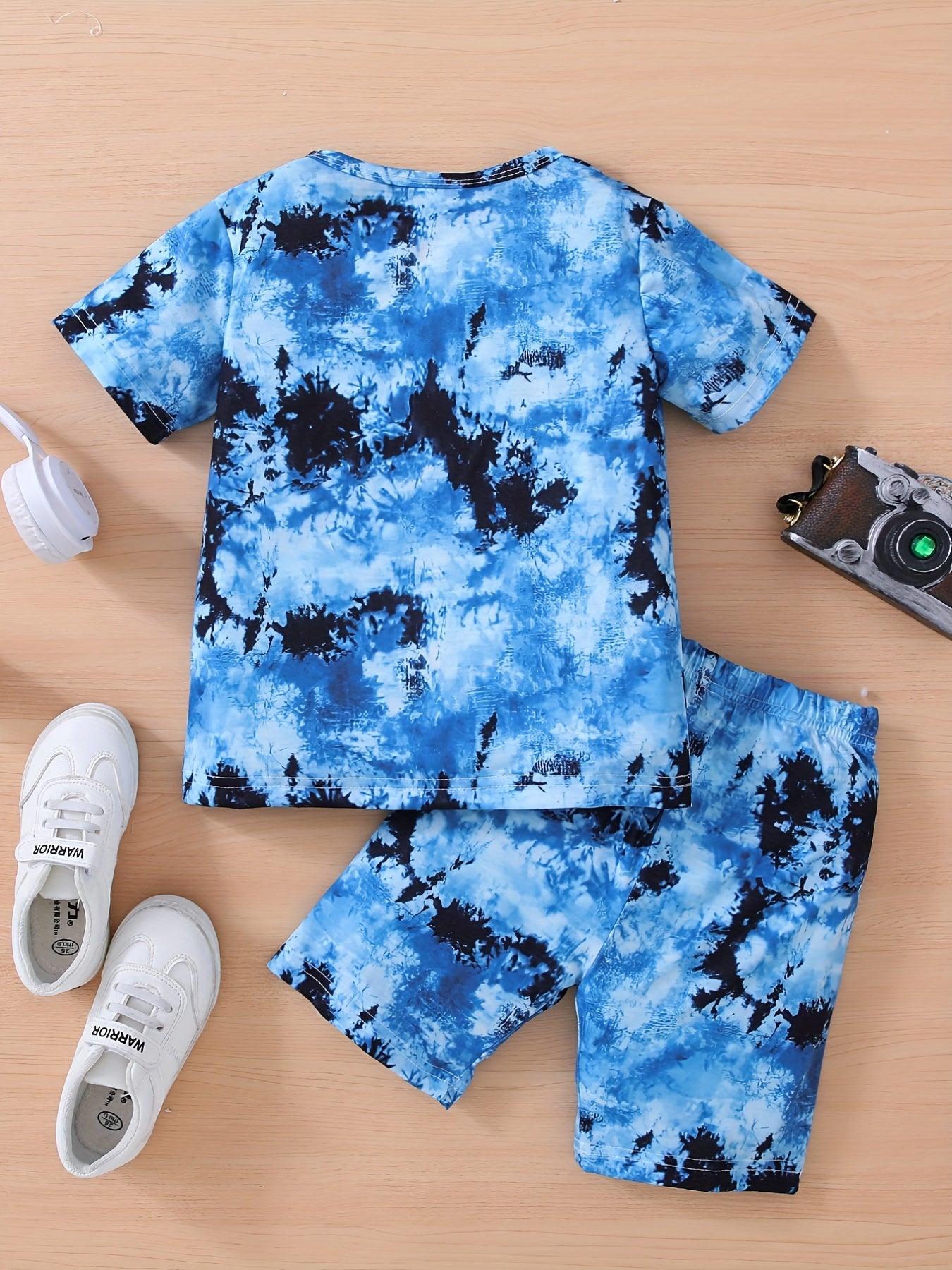Tie Dye Full Body Print T-shirt & Shorts Set for Boys