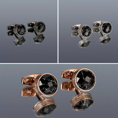 Retro Inlaid Marble Round Cufflinks Closure Unisex Buckle