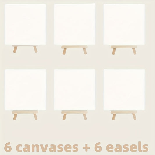12pcs Art Easel Set with 6 Canvases & 6 Easels