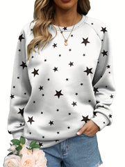 Women's Star Print Pullover Sweatshirt for Fall & Winter