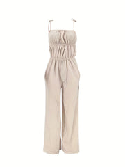 Ruched Wide Leg Cami Jumpsuit Sleeveless Casual Jumpsuit