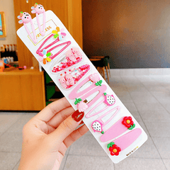 12pcs Girls Flowers Bow Rainbow Decor Hair Clips Non Slip