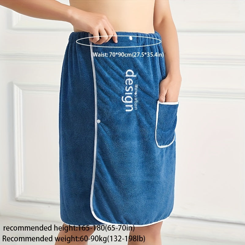 Men's Wearable Bath Towel With Pocket Coral Fleece Soft & Comfortable