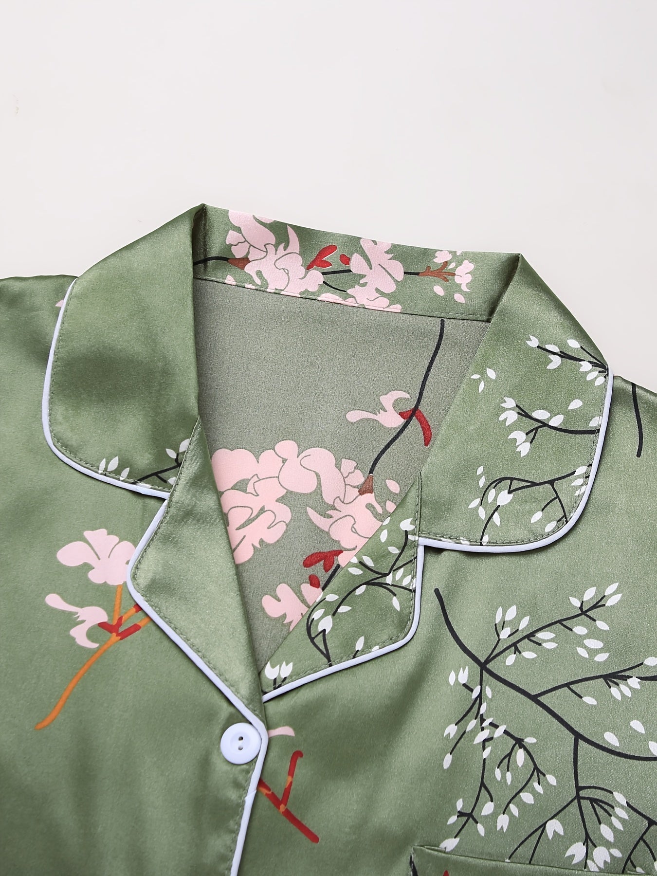 Floral Print Pajama Set Long Sleeve Blouse Top